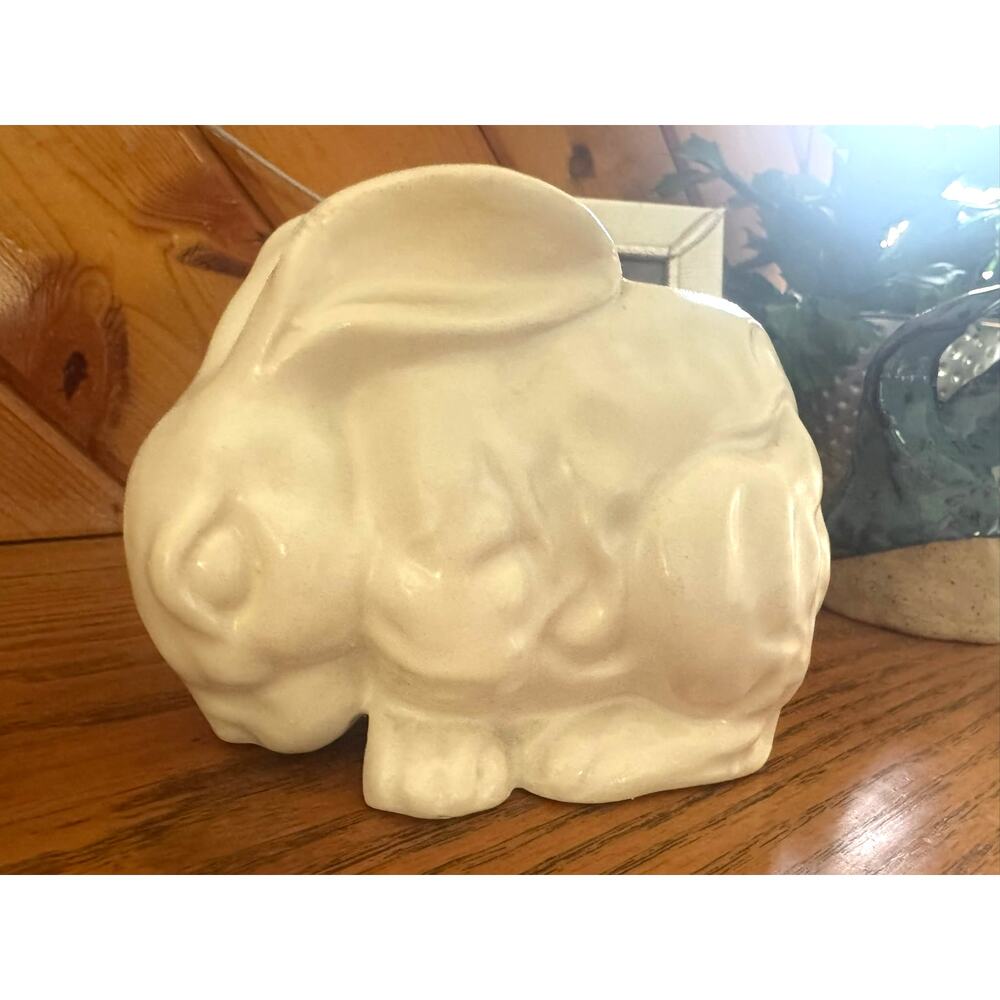 Vintage Made in Japan Rabbit Bunny Planter White Ceramic Figural MCM Decor